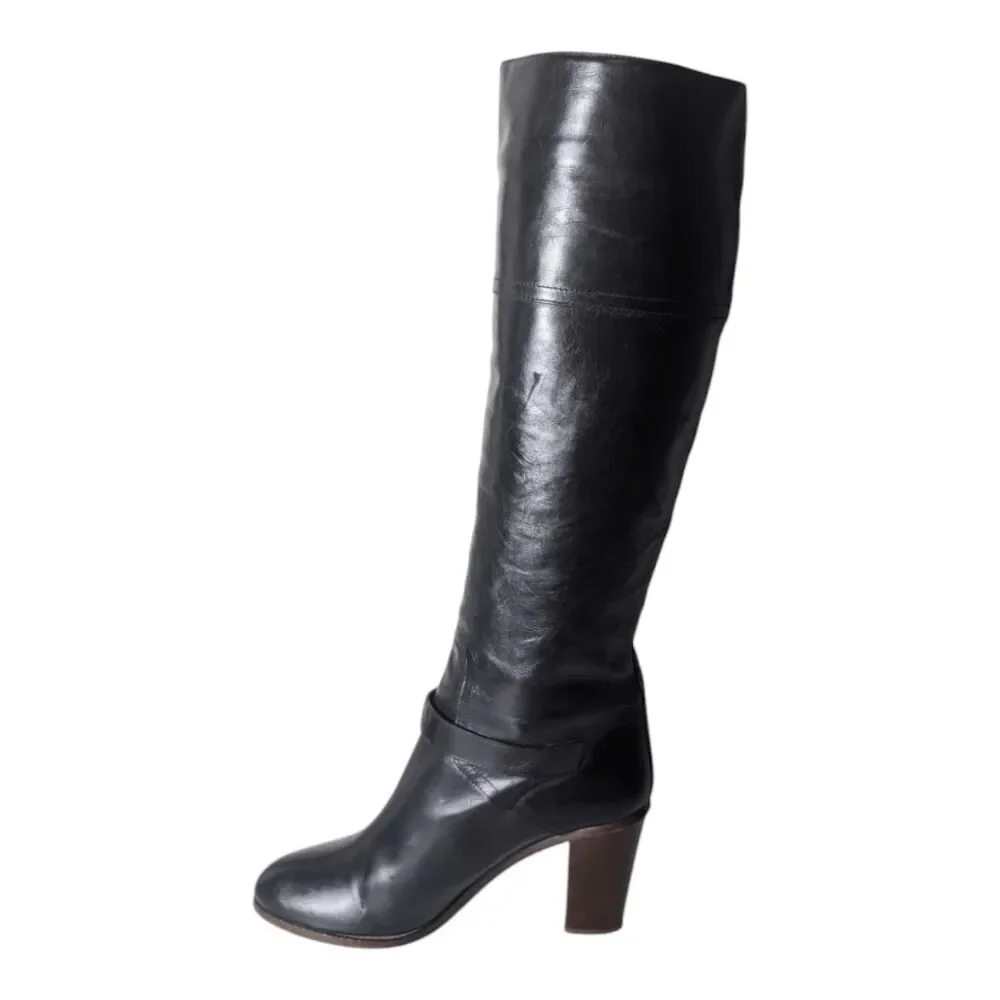 COLISE'E DE SACHA Italian Made Black Leather Over The Knee  Boot Size 38